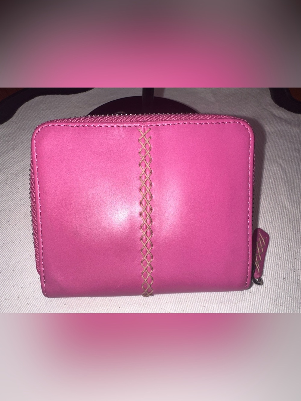 Sigrid Olsen Pink Leather Zip-Around Wallet | Suede Interior | Compact | EUC - Picture 12 of 12